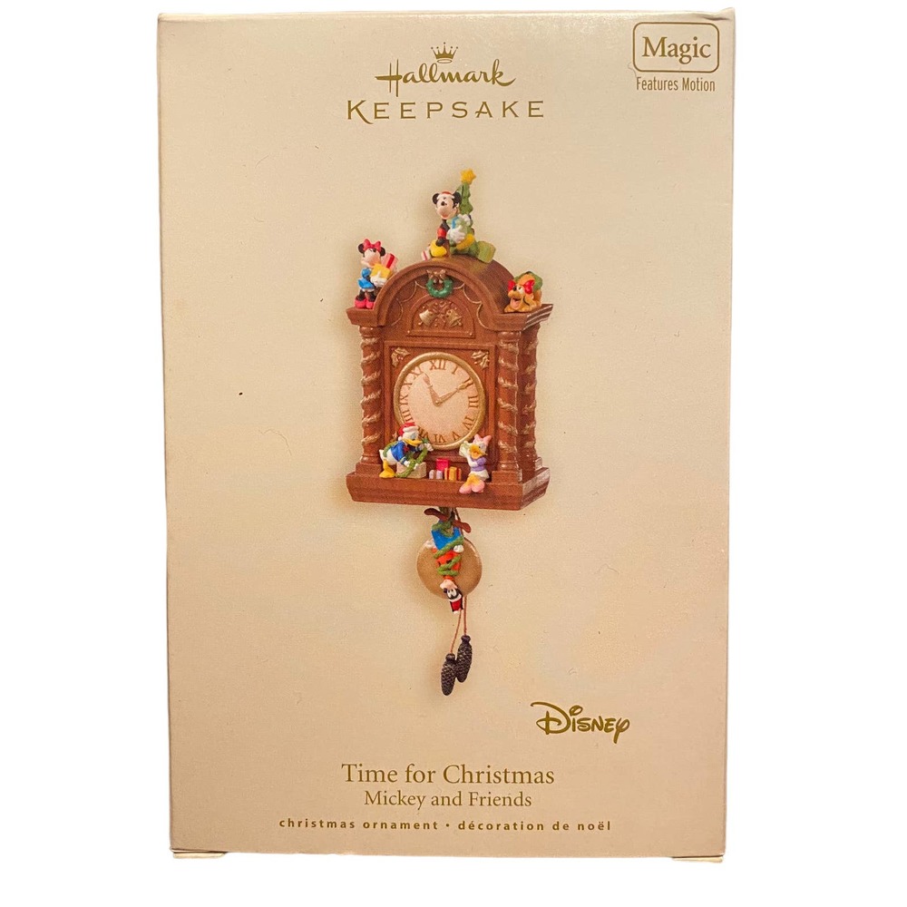NIB Disney Hallmark MAGIC Ornament Time For Christmas Mikey 7 Friends Clock